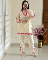 Trendy Cotton Thread Work Co-ord Set