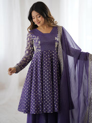 Attractive Purple Color Sequence Work Sharara Suit