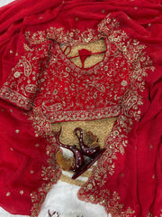 Exclusive Red Color Embroidery Work Saree