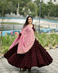 Maroon Poly Rayon Sequence Work Lehenga Choli For Navratri