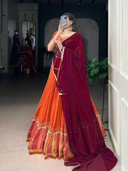 Trendy Orange Color Sequence Work Lehenga Choli