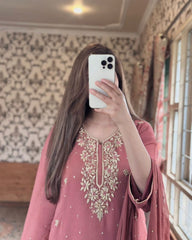 Trendy Pink Georgette Sequence Work Palazzo Suit