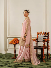 Fancy Pink Chinon Silk Sequence Work Palazzo Suit