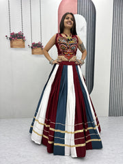 Lovely Multicolor Gamthi Work Lehenga Choli For Navratri