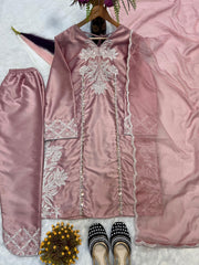 Ravishing Pink Color Sequence Work Palazzo Suit