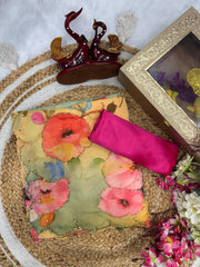 Attractive Sky Blue Tabby Silk Work Saree