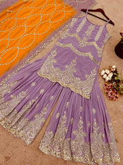 Lovely Lavender Georgette Sequence Work Sharara Suit