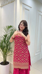 Lovely Pink Color Sequence Work Georgette Sharara Suit