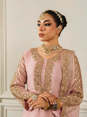 Fancy Pink Chinon Silk Sequence Work Palazzo Suit