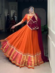 Trendy Orange Color Sequence Work Lehenga Choli
