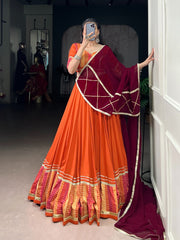 Trendy Orange Color Sequence Work Lehenga Choli