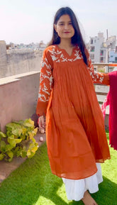 Precious Pink Cotton Embroidery Work Palazzo Suit