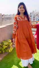 Precious Pink Cotton Embroidery Work Palazzo Suit