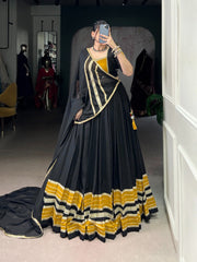 Alluring Black Rayon Sequins Work Lehenga Choli