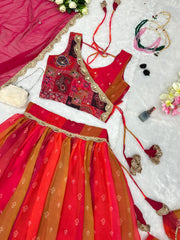 Captivating Digital Printed Red Color Lehenga Choli