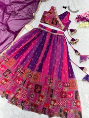 Captivating Digital Printed Purple Color Lehenga Choli