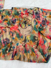 Admiring Red Color Flower Printed Anarkali Suit