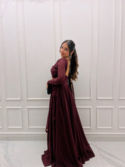 STYLIST FOX GEORGETTE FABRIC WINE COLOR LEHENGHA CHOLI