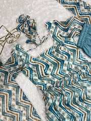 Fabulous Sky Blue Color Zigzag Print Anarkali Suit