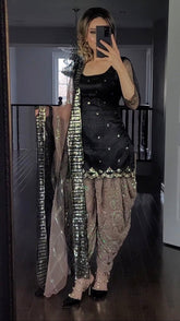 Captivating Black Color Georgette Embroidery Sequence Work Dhoti Salwar