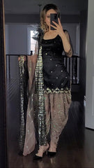 Captivating Black Color Georgette Embroidery Sequence Work Dhoti Salwar