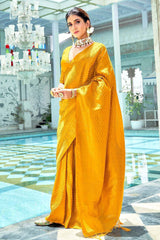 Pretty Yellow Color Soft Silk Saree