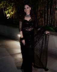 Party Wear Block Color Sequin Work Saree