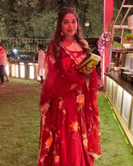 Fantastic Red Color Digital Printed Anaekali Suit