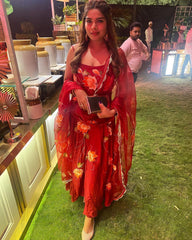 Fantastic Red Color Digital Printed Anaekali Suit