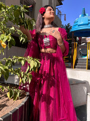 Elegant Shining Sequence Dark Pink Color Lehenga Choli