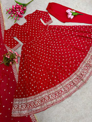 Outstanding Red Color Sequence Work Anarkali Gown