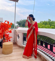 Lovely Red Color Saubhagyavati Saree