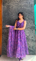 Opulent Purple Color Digital Printed Anarkali Suit