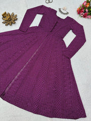 Outstanding Pupal Color Foux gorgette Chikankari Top