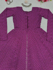 Outstanding Pupal Color Foux gorgette Chikankari Top