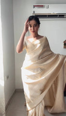 Mesmerizing White Color Lichi Silk Ready To Wear saree