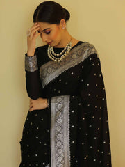 Awesome Black Color Ready To Wear saree