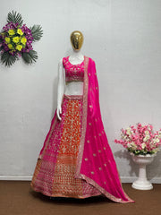 Wedding Wear Pink Color Shade Heavy Lehenga Choli