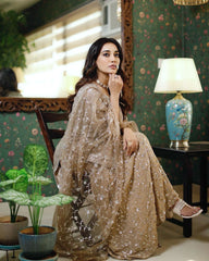 Mesmerizing Georgette Embroidery & Sequence Work Sharara Suit