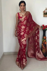 Precious Red Color Ready To Wear saree
