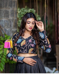 Captivating Black Color Jecard Viving Lehenga Choli