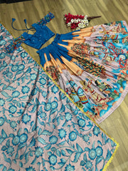 Charming Blue Color Kalamkari Print Lehenga Choli