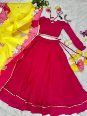 Function Wear Pink Color Georgette Lehenga Choli
