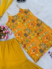 Outstanding Haldi Wear Yellow Color Georgette Digital Print Sharara Suit