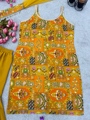 Outstanding Haldi Wear Yellow Color Georgette Digital Print Sharara Suit