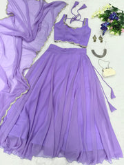 Outstanding Georgette Purple Color Lehenga Choli
