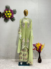 Designer Embroidered Work With Revet Moti Perrot Color Koti With Gown