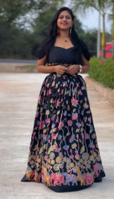 Captivating  Thread Work Black Color lehenga Choli