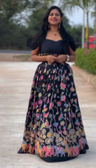 Captivating Thread Work Black Color lehenga Choli