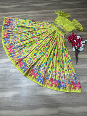 Captivating Thread Work Pista Color lehenga Choli